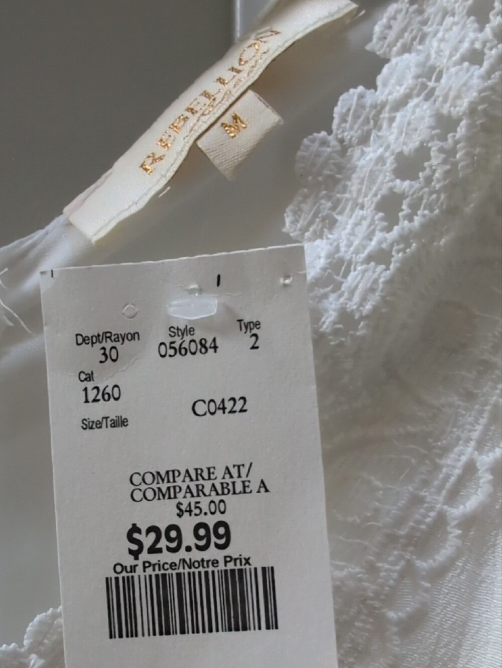 NWT Rebellion White Lace-Trim Tiered Maxi Dress M - Picture 2 of 4